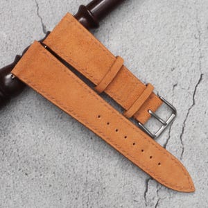 Light Tan Suede Watch Strap: Handmade Saddle Leather Band, Quick Release