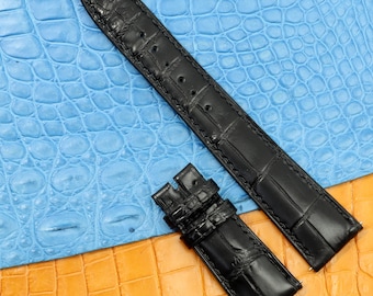 Horlogebandje van alligatorleer, geschikt voor IWC, met snelsluiting.