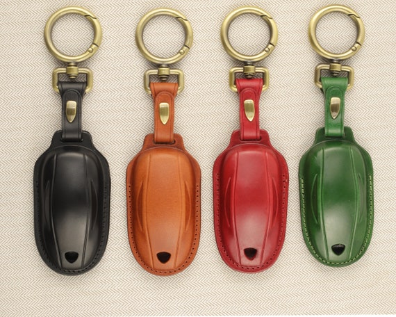 Handmade Geunine Leather Car Key Cover for Tesla Model S Model 3 Model X  Model Y