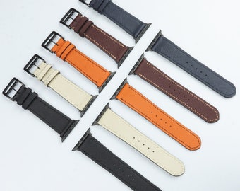 Genuine Leather Watch Band Strap for Apple iWatch Series 6 5 4 3 2 1 SE 38/40, 42/44MM Black