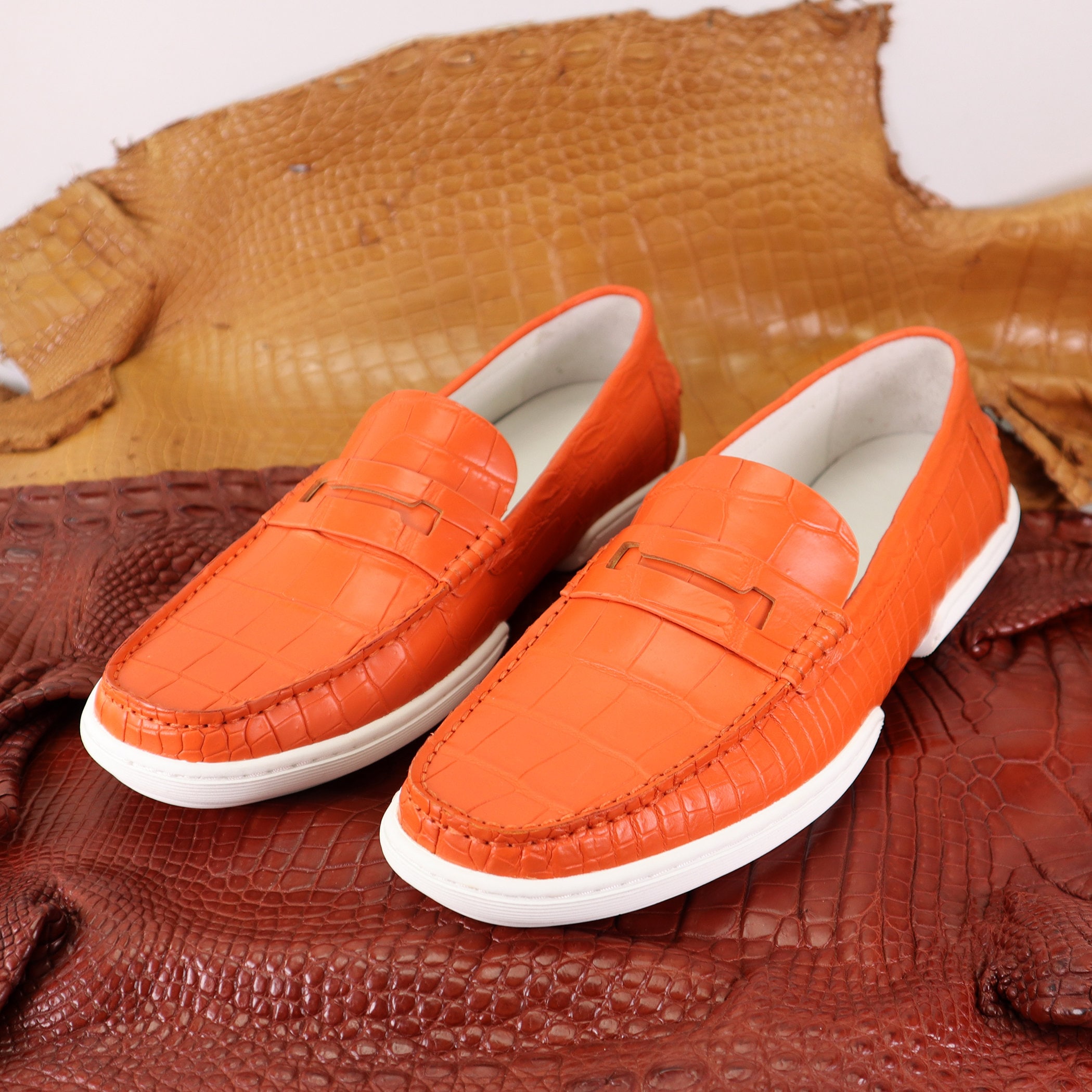Belly Genuine Leather Men s Shoes Alligator Slip on Loafer Men