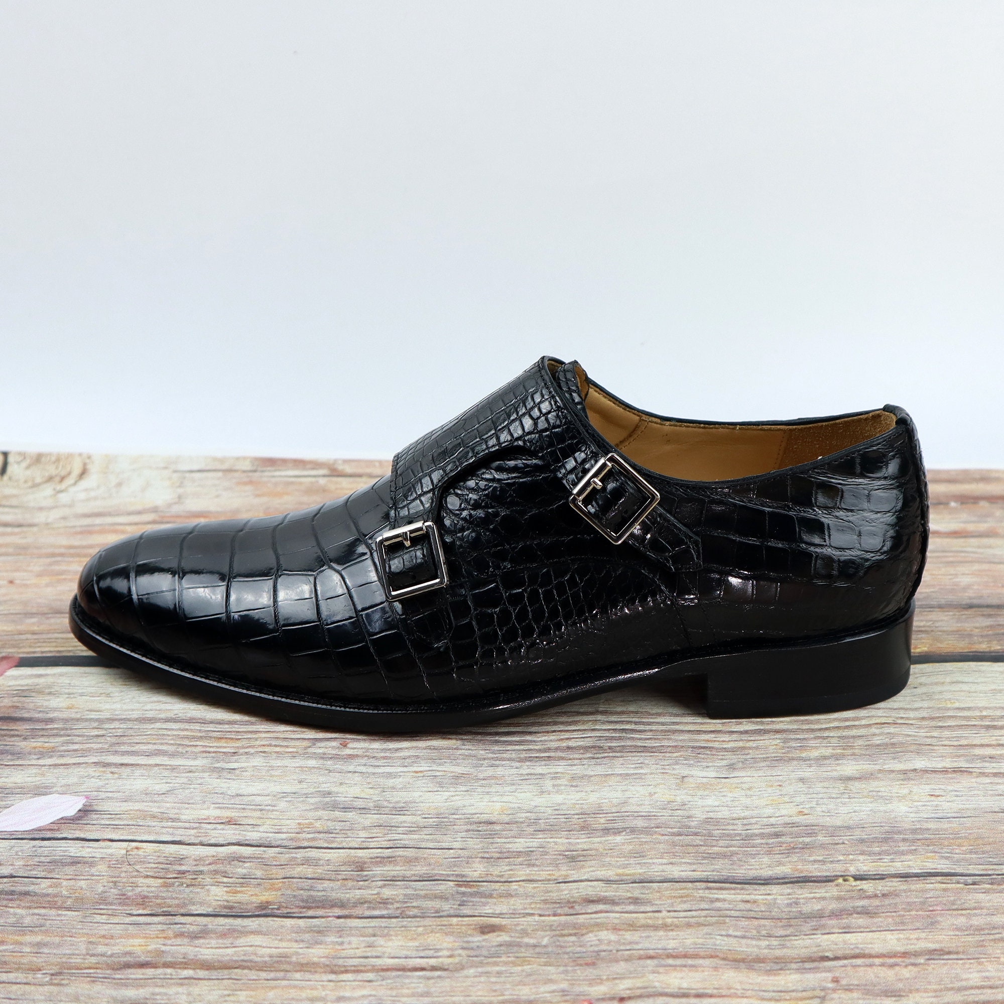 Dress Shoes For Men Slip On Double Monk Strap Two Tone Cap Toe PU Leather Non Slip - 5