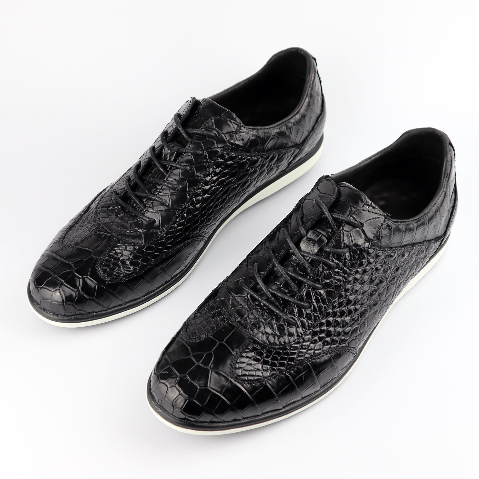 FERRATO Men's Black Leather Oxford Dress Shoes - Square Toe With Adjustable Strap (Made In Mexico)