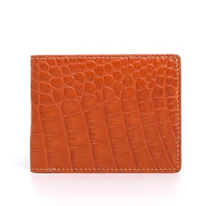 Herren Bifold Echtleder Geldbörse für Männer | Personalisierte Alligator Brieftasche / Jubiläumsgeschenk für ihn / Herren Brieftasche