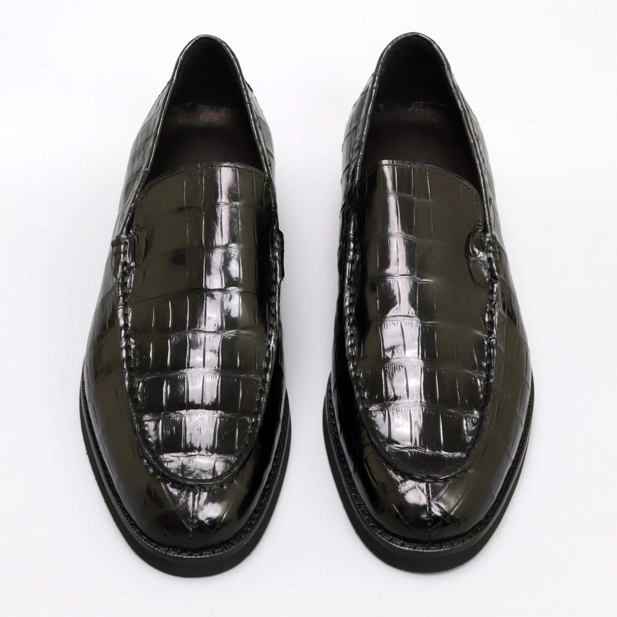 Genuine Leather Shoes for Men Black, Dark Brown Alligator