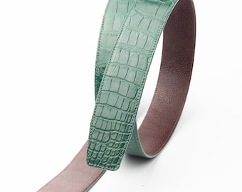 Reversible Belly Leather Belts Brown Alligator Replacement Belt Strap 32mm, 35mm, 38mm, 40mm Wide Mens Custom Belts