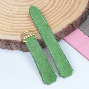 Leather Watch Strap Blue Balloon, Replacement CA TlER Watch Strap, Used With Folding Deployment Clasp Buckle