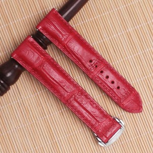 Replacement Watch Strap Alligator, Used With Folding Deployment Clasp Buckle, Leather Watch Strap,  Quick Release Pin (16 Colors Available)
