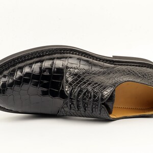 Alligator Dress Shoes for Men – Handmade Black Leather Derby Shoes, Exotic Lace-Up Oxford Style, Business Formal Footwear Size 7-12US image 5