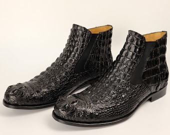 Alligator Chelsea Boots, Genuine Leather Dress Boots