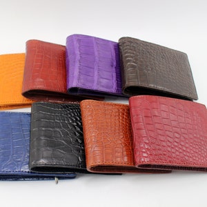 Carteira masculina bifold de couro genuíno para homens | Carteira masculina jacaré/presente de aniversário para ele/carteira personalizada