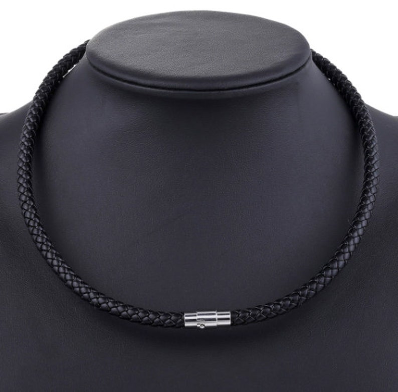 Men's Leather Choker Brown Black Braided Rope Chain Necklace for Men