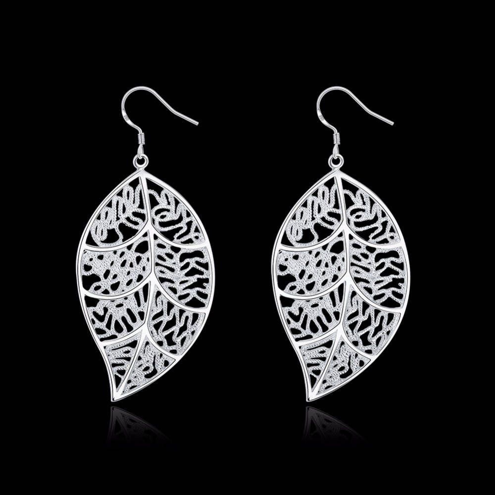 Silver Leaf Shaped Earrings for Ladies Etsy