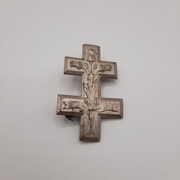 Patriotische Brosche Lothringer Kreuz 1914 1915 Elsass-Lothringen Distel