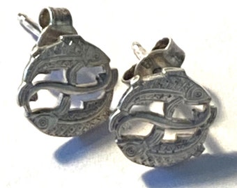 Stud earrings Pisces zodiac sign 925 silver
