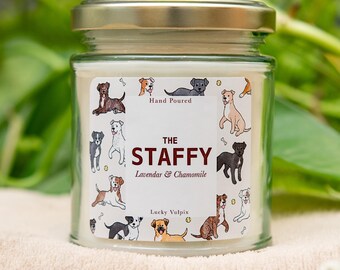 Die Staffy Hund Staffordshire Bullterrier Duftkerze aus Sojawachs Vegan Hand gegossene Kerze