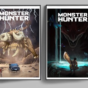 Monster Hunter Rathalos & Diablos Movie Style Illustrated Posters