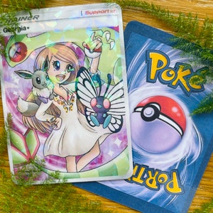 Carte d'art complète holographique personnalisée de dresseur de Pokémon