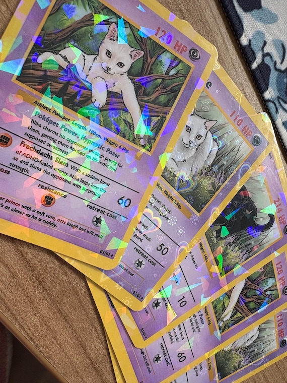 Custom Pokemon Pet Portrait Hand Drawn Holographic Card - Etsy Custom Pokemon Pet Portrait Hand Drawn Holographic Card - Etsy