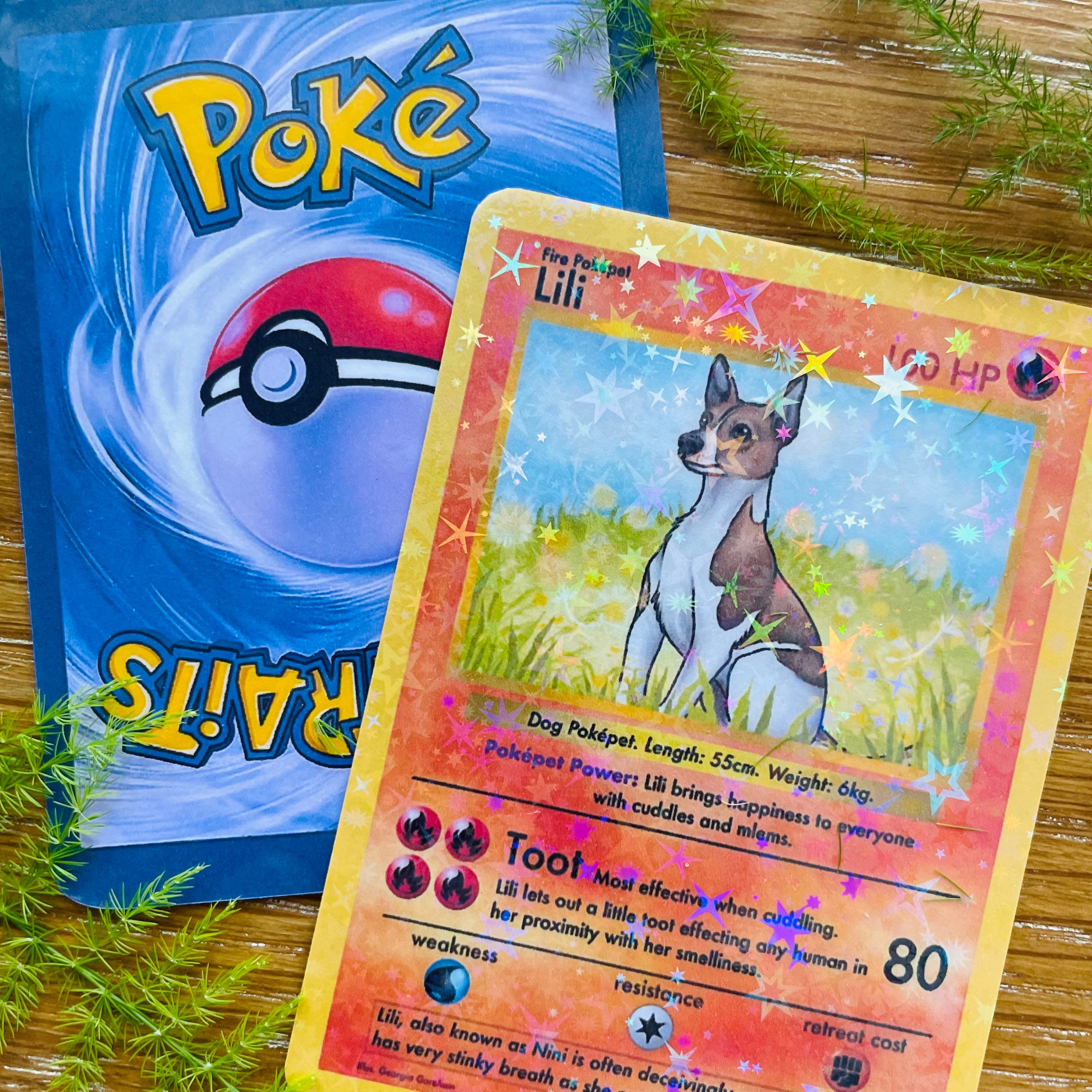 Custom Pokemon Pet Portrait Hand Drawn Holographic Card - Etsy Custom Pokemon Pet Portrait Hand Drawn Holographic Card - Etsy