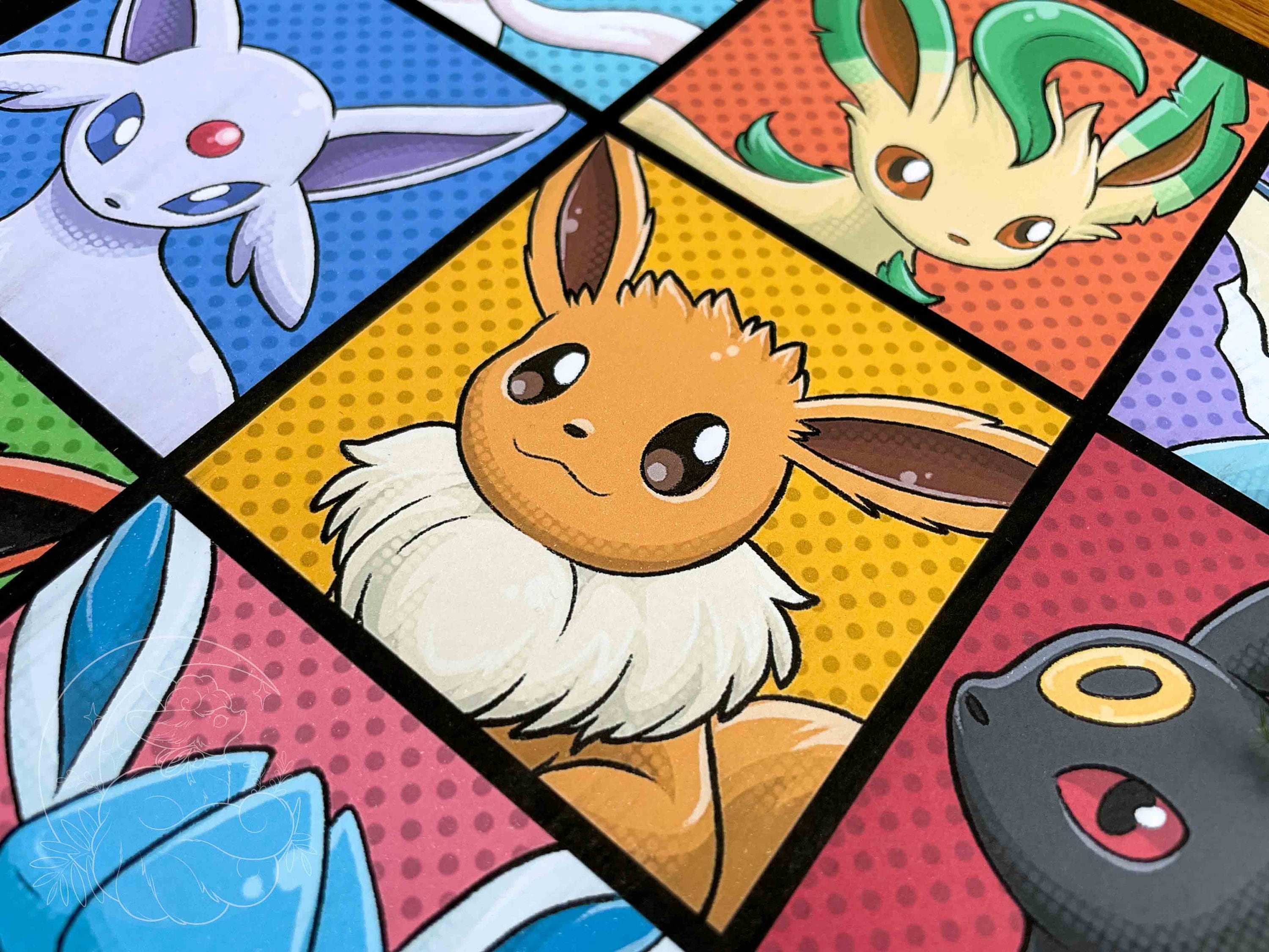 Eeveelution Pop Art Retro Square Pokemon Grid Print - Etsy