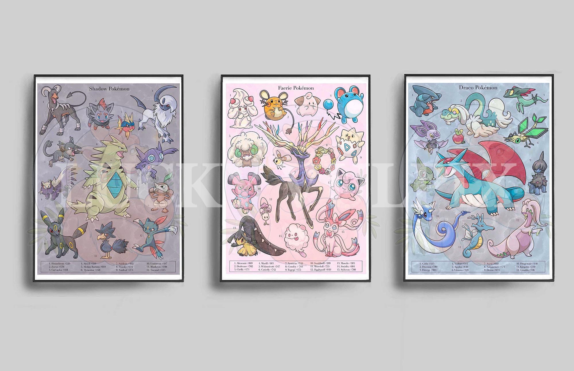 ポケモンタイプ図鑑風水彩画コレクション - Etsy 日本