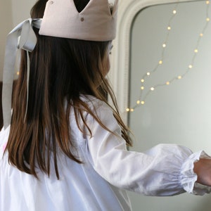 Children's Birthday Crown . Personalise with Age or Name . Fabric Crown . Powder pink & embroidered polka dots image 4