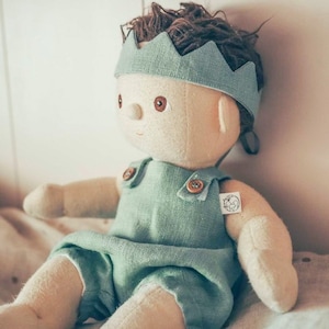 Dinkum doll outfit, Linen Romper for Dinkum doll Miniland Minikane, Clothes for boy Olli Ella Dinkum doll, Outfit for 38 cm 13 inch doll