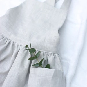 Sage green dress, Green Linen dress for girl, Linen apron dress, Toddler Easter dress, Girls spring dress, Cottagecore dress for girl image 7