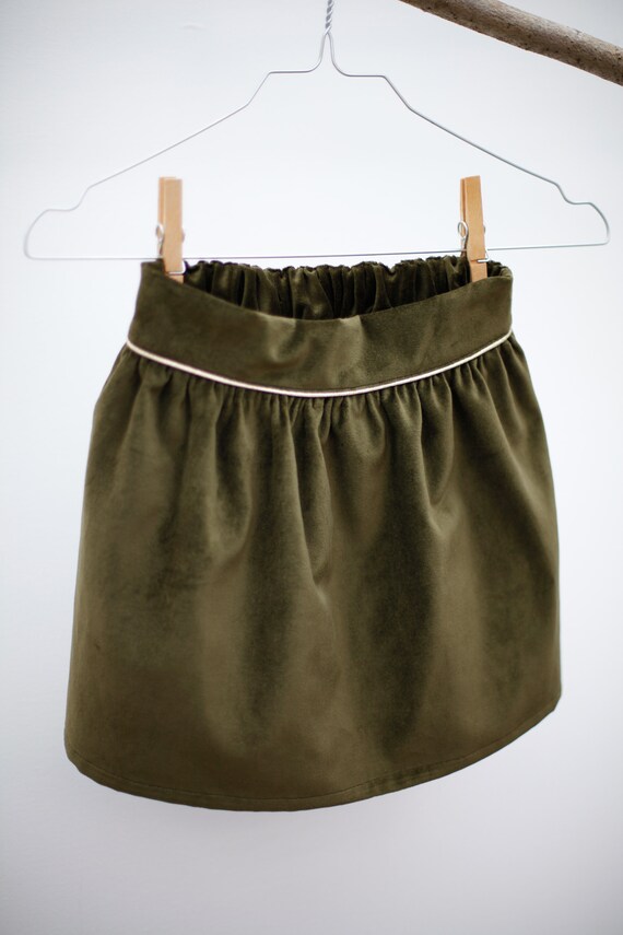 Green Velvet Skirt LILOU Short Winter Skirt for Girl Kids Christmas Skirt Elasticated Waist Skirt for Toddler 100 ORGANIC Cotton Velvet Etsy