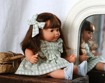 Under the willows Doll dress . Miniland doll Dress . Dinkum doll Dress . Gingham doll dress . Doll girl matching dresses