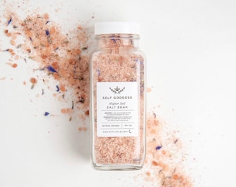 Kristall infundiert Higher Self Salt Soak | Verbindung mit der Seele vertiefen, Badesalz einweichen | Hochzeitsgeschenke / Rückzugsgeschenke