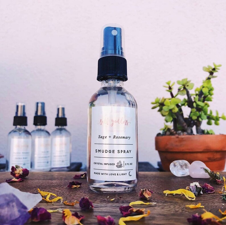 Crystal Infused Smudge Spray Energy Cleanse Spray Remove Negative Energy Spray Amethyst Infused Self Goddess zdjęcie 3