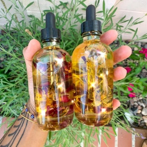 Private Label Calendula Rose Body Oil 4oz with Crystal, Rose Body Oil Wholesale