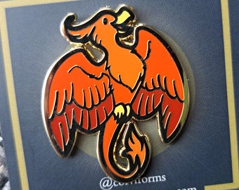 Little Phoenix Enamel Pin - bird fire fantasy heraldry heraldic mythical animal fawkes