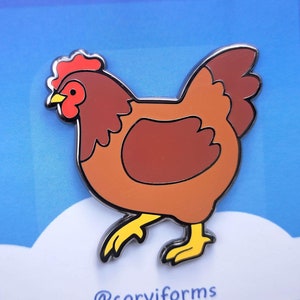 Chicken Hen Brown Bird Hard Enamel Pin