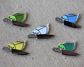 Knife Parrot - Parrotlet Hard Enamel Mini Pin - Blue Green Yellow Turquoise White