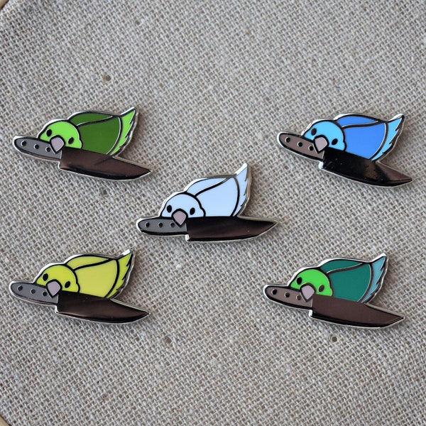 Knife Parrot - Parrotlet Hard Enamel Mini Pin - Blue Green Yellow Turquoise White