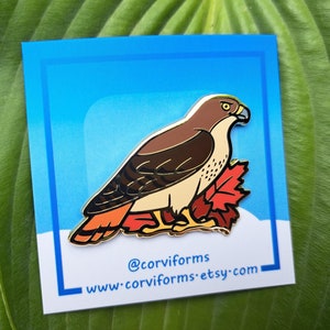 Red Tailed Hawk x Maple Enamel Pin