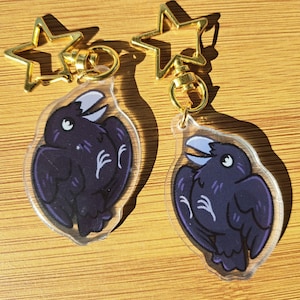 Crow Raven Double Sided Acrylic Keychain corvid