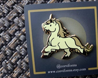 Little Unicorn Enamel Pin - fantasy heraldry heraldic rampant mythical animal horse