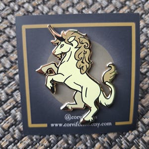 Unicorn 2" Enamel Pin - fantasy heraldry heraldic rampant mythical animal horse