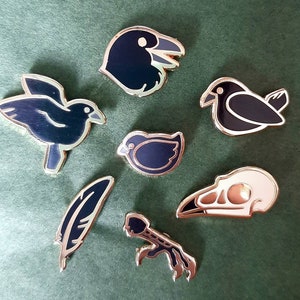 Tiny Crow Pins - Set of 7!