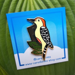 Red Bellied Woodpecker x Elm Tree Enamel Pin