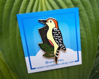 Red Bellied Woodpecker x Elm Tree Enamel Pin