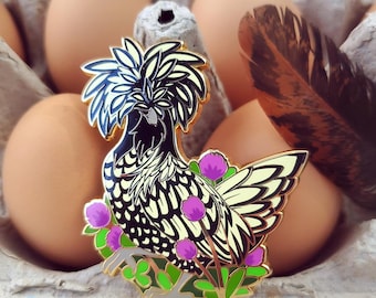 Polish Tophat Chicken Hen Bird Hard Enamel Pin