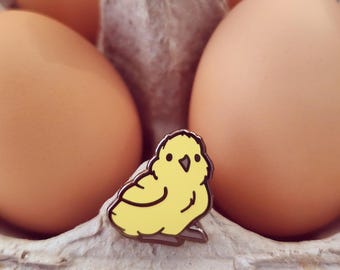 Silkie Chick Yellow Hen Bird Hard Enamel Pin