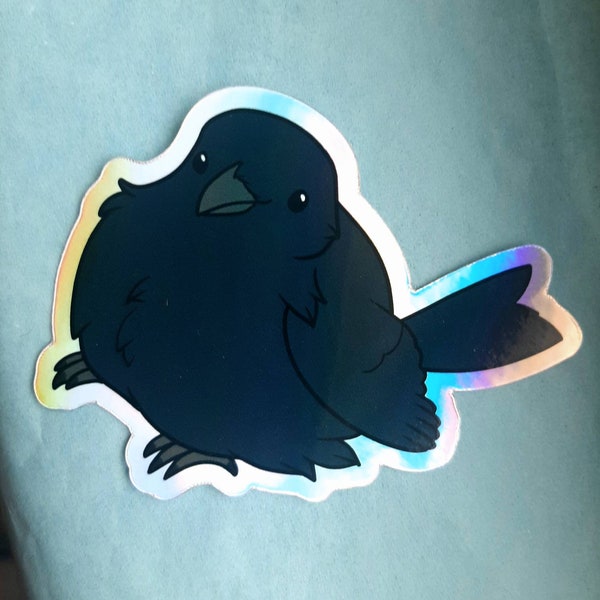 Round crow holographic sticker borb