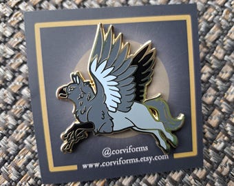 Hippogriff 2" Enamel Pin - hippogryph bird horse fantasy heraldry heraldic mythical animal buckbeak