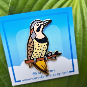 Northern Flicker x Dogwood Enamel Pin